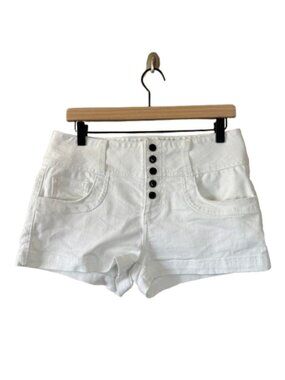 Women's 29 Guess White High Waisted Button Fly (snap) Denim Shorts
